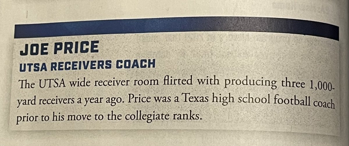 UTSA receivers coach Joe Price made Dave Campbell’s Texas Football 40 Under 40 list.
@UTSAFTBL @CoachTraylor @InstantReplaySA