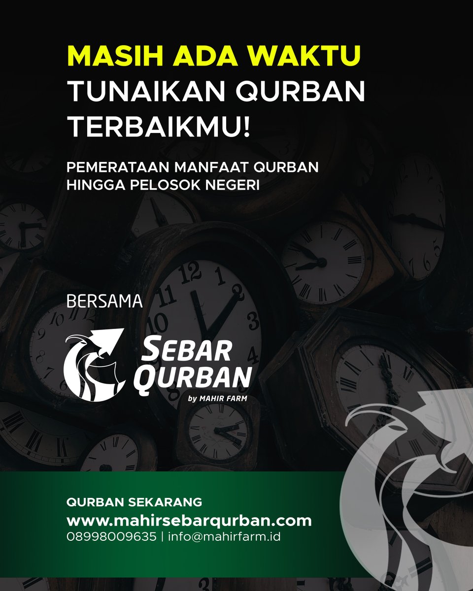 MASIH ADA WAKTU ... Jangan Tunda Amalan Ibadah Kebaikan.. Tunaikan Qurban TerbaikMu!

Bi Barakallah Fikum

Yuks.. Qurban Sekarang!!
mahirsebarqurban.com

#jumatbarokah #mahirfarm #farm #sebarqurban #mahirsebarqurban #iduladha #quranamanah
#Sebar #Qurban