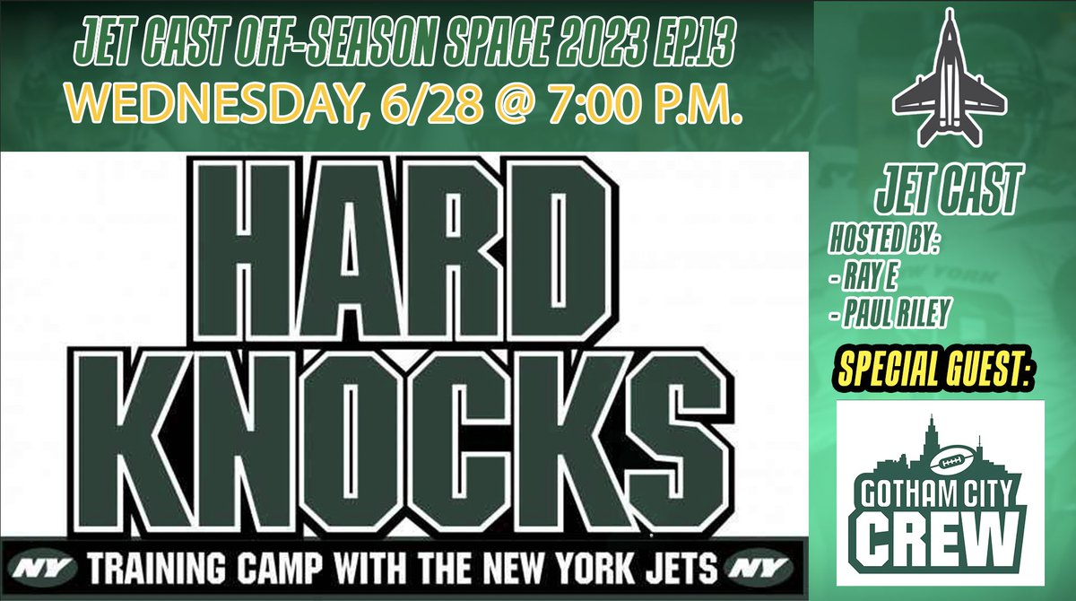 JetCastPod's tweet photo. ๐จJetCast Off-Season Ep.13๐จ
- Ft. @GothamCityCrew
- Jets Land Hard Knocks!
- What To Look For In Training Camp
- Bring Your Wallet It's BUY or SELL Time!
#Jets #TakeFlight #NFL #JetCastNation
Set Your Reminder For Wednesday 6/28 Ay 7:00 pm
https://t.co/InW0MYiBgC https://t.co/3eKLJcK1gy