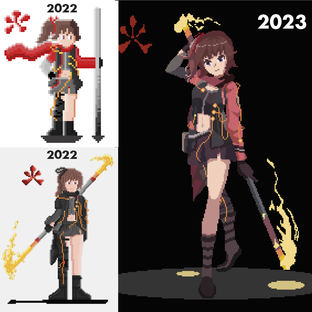 Progress on my pixel art this year

#Pixelart #ドット絵