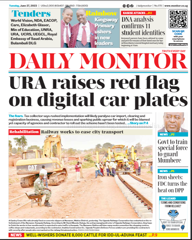 DailyMonitor's tweet photo. Tuesday edition of the Daily Monitor..

Get details of these and other latest news all-round. You can also read a copy online via https://t.co/NOTLdxKImk
#MonitorUpdates https://t.co/5dLXFNYfVP