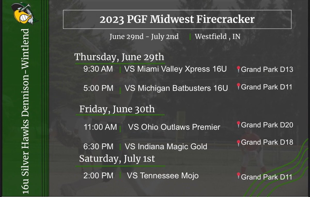Here we go!! Midwest Firecracker hope to see you there🥎🥎🧨🧨 ⁦<a href="/SilverHawkSball/">Silver Hawks</a>⁩