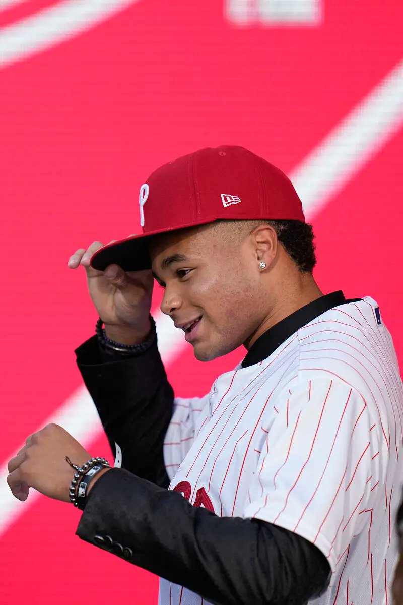 Phillies 2022 first round pick Justin Crawford (17th overall) this season with Clearwater 

46 games 
AVG — .346 
OBP — .395
SLG — .456 
OPS — .851 
RBI — 32
XBH — 15 (10 2B, 5 3B)
SB — 32 🏃‍♂️

He will play in the All-Star Futures game in Seattle 🤩 #RingTheBell