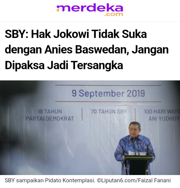 ch_chotimah2's tweet photo. Kasian lihat orang ini, habis jadi presiden turun kelas jadi provokator.
Mungkin saat jd presiden dia pernah menggunakan hukum unk kepentingan dia, jd mengira Jokowi akn melakukan hal yg sama, pdhl belum tentu semua orang serendah dia.

Itulah knp sy pendukung Jokowi ga mau dukung Anies atau Prabowo, Krn ga ingin satu barisan dgn mereka yg suka menghina, merendahkan bahkan memfitnah Jokowi.
Itu sbg bentuk kecintaan sy pd Jokowi.

Provokator nongol lagi.👇

SBY: Hak Jokowi Tidak Suka dengan Anies Baswedan, Jangan Dipaksa Jadi Tersangka.
https://t.co/pKESaxBbG8