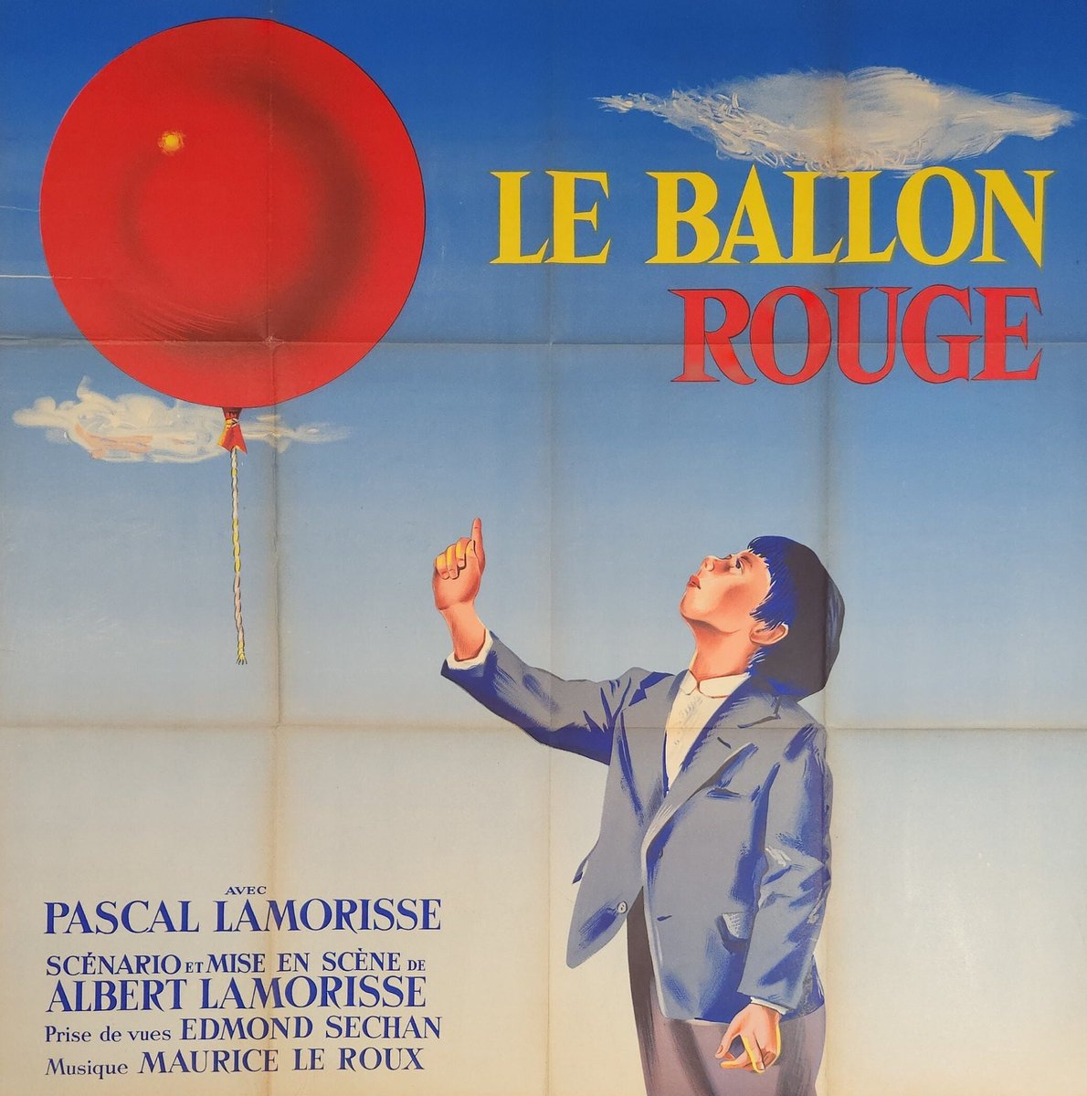 RomanAvery6's tweet photo. The Red Balloon-Rare Original Vintage French Movie Poster of Albert Lamorisse's Story of a Boy and his Balloon from 1956 https://t.co/9JLRBry6k0 #theredballoon #whitemane #surrealism #albertlamorisse #vintagecinemaart #vintagemovieposter #1950s #wallart #movieposter https://t.co/WxvC3gchue