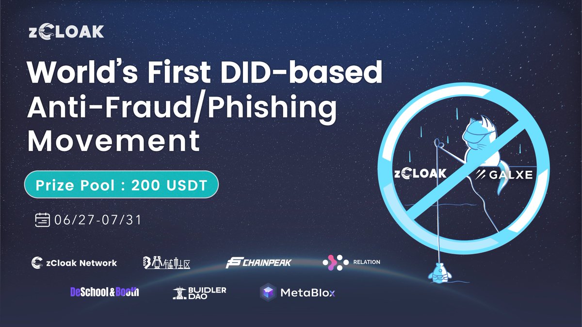 Our partners are joining <a href="/zCloakNetwork/">zCloak Network</a> and @valid3_id on World's First DID-based Anti-Fraud/Phishing Movement🔥   
🎁Lucky draw from 200 USDT pool &amp; Galxe NFT in thread    
👇Click on the link below to verify the source of this announcement!
===
sign.valid3.id/#/JcfbkDRo