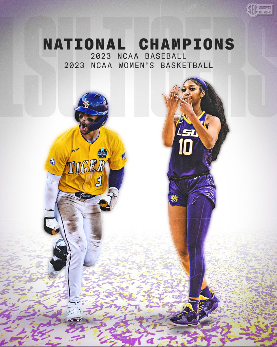 LSU TIGERS MAKE HISTORY 🚨 LSU becomes the first school to win a baseball and basketball national championship in the same year 🏆🏆 @LSUbaseball | @LSUwbkb