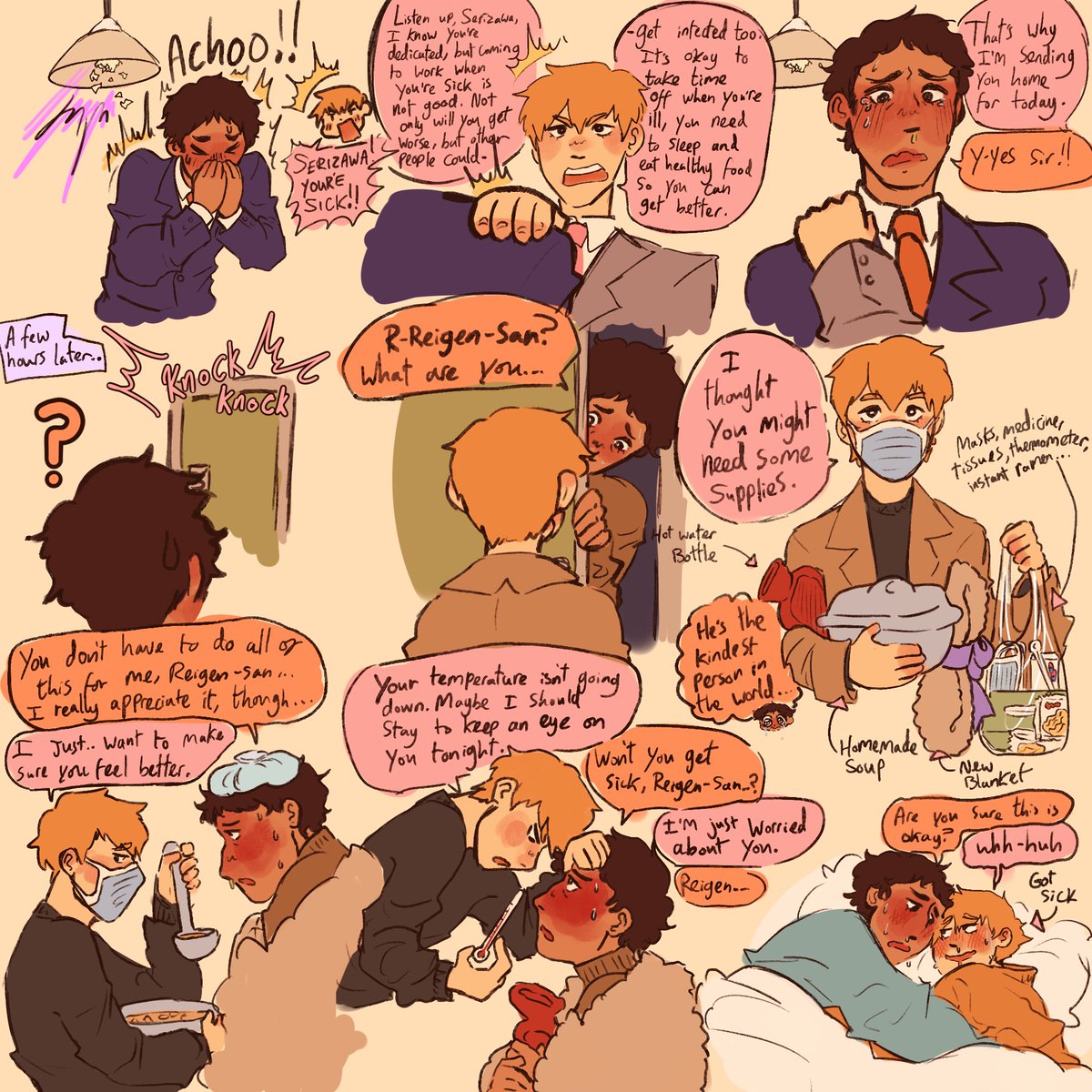 Silly scribble comic for #serireiweek2023 following the sick prompt :) #serirei #mp100