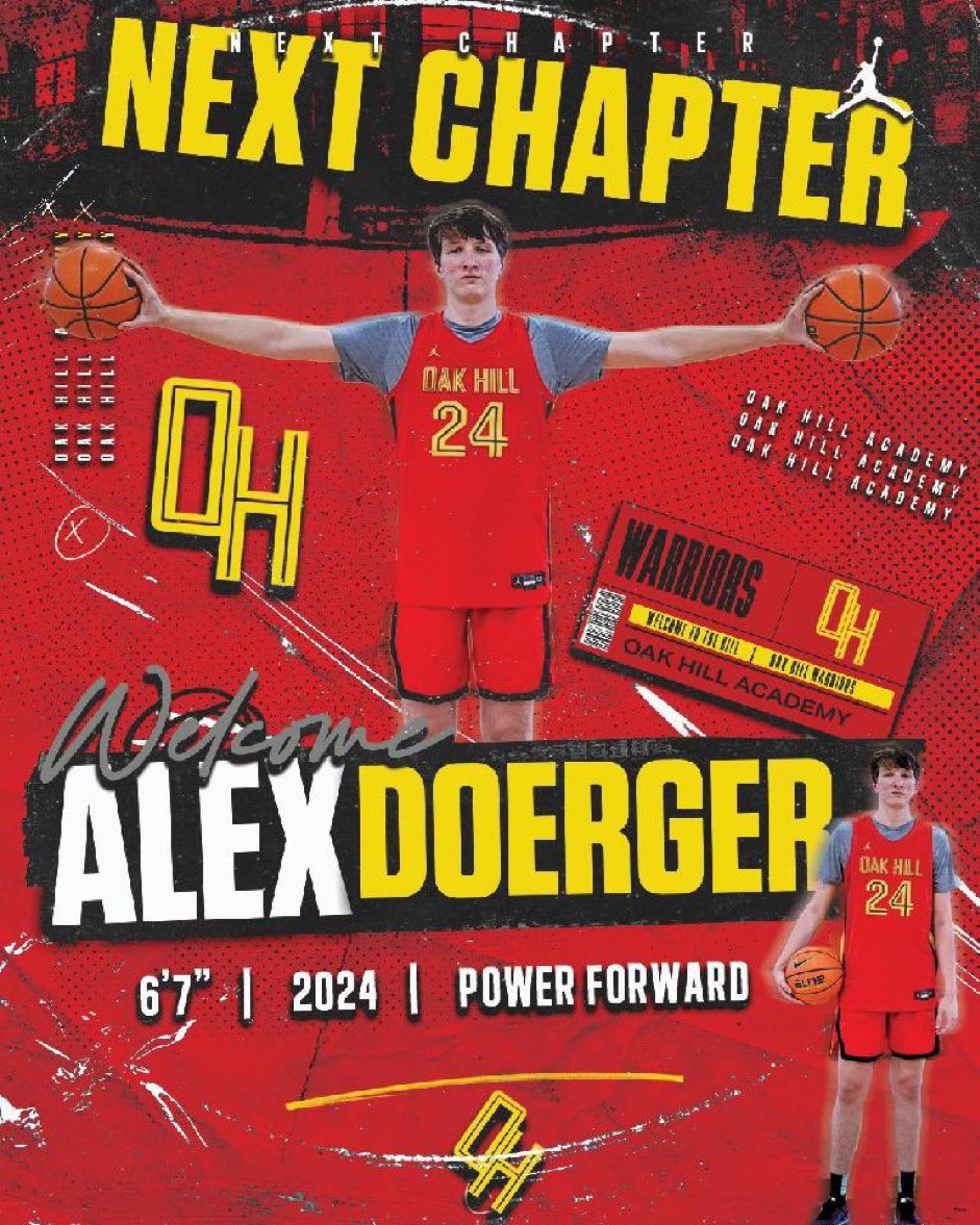 '24 Alex Doerger (<a href="/alexdoerger1/">alexdoerger</a>) is transferring to Oak Hill Academy (<a href="/oakhillhoops/">Oak Hill Warriors</a>) for the 2023-24 HS Season. The 6'7 F from Knox Catholic (TN) is running with B-Maze Elite (<a href="/BMazeElite/">B. MAZE ELITE AAU</a>) on the UAA Circuit. Doerger is a talented big playing PF and has D1 interest