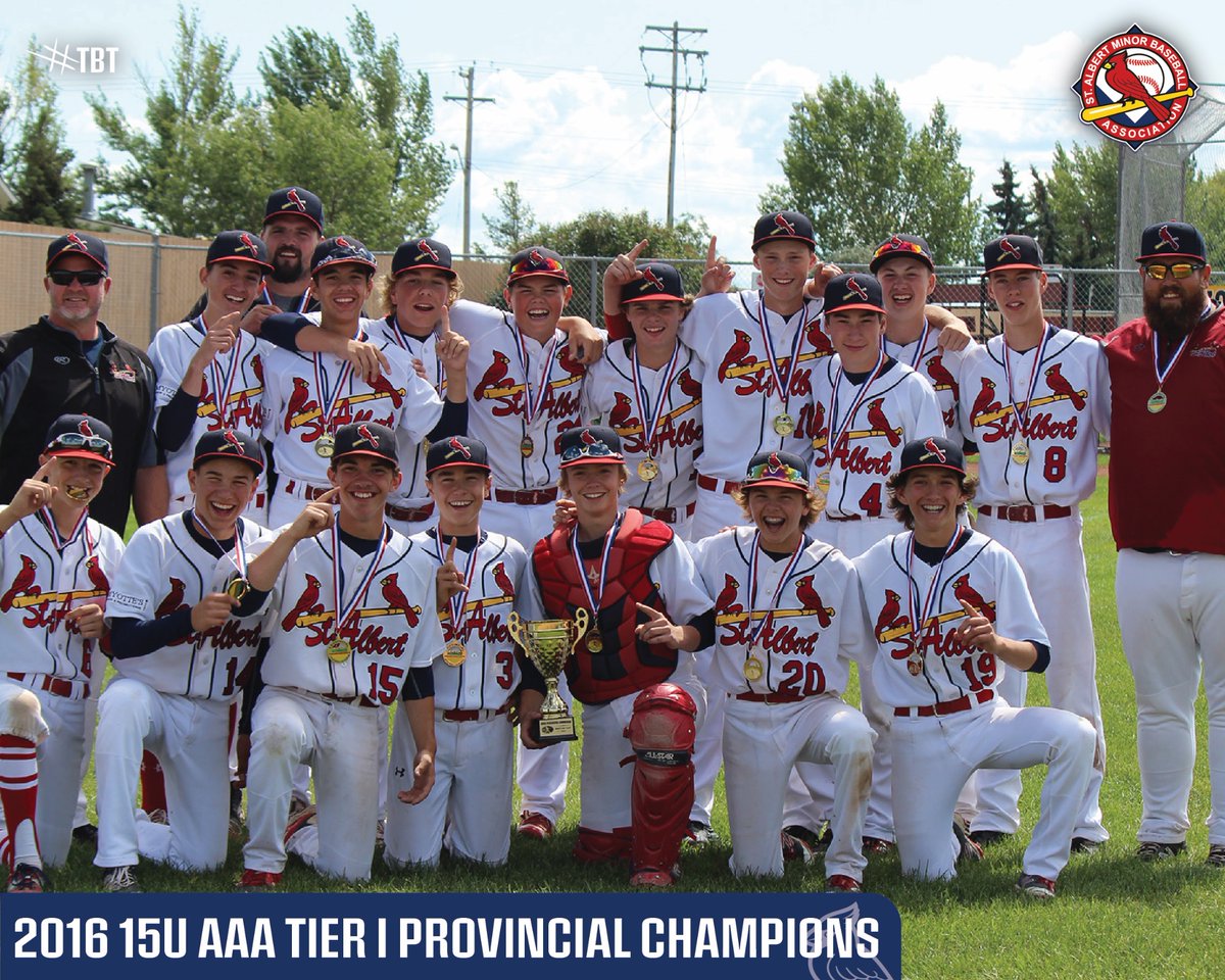 StAlbertBSB's tweet photo. #TBT to our 15U AAA’s for winning @BaseballAlberta Provincials in 2016! #SAMBAFamily https://t.co/xn1jMnsviA