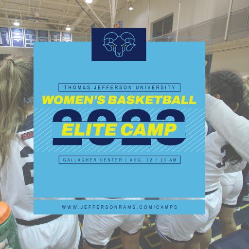 🐏🐏🐏
🏀Jefferson Rams Elite Camp
🗓️Saturday August 12, 2023
🕚10:00am-2:00pm
❓Grades 9th-12th
🏠Gallagher Athletic Center
💙#RAMILY
DM us for more info or with any questions! 

Register now!!!
jeffersonrams.com/camps