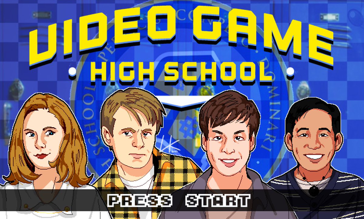 leekiings's tweet photo. i wanted to practice some pixel art by recreating the start screen for ki's game! i had a lot of fun with it! :) 
#VGHS #VideoGameHighSchool https://t.co/oZmZhm1xAT
