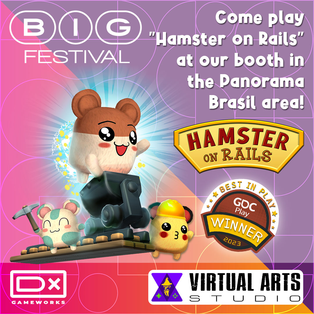 VirtualArtsStd's tweet image. For those who will be at the BIG FESTIVAL 2023, don't forget to visit us at "Panorama Brasil", we will have a booth there for you to play "Hamster on Rails" and chat with us! We will be waiting for you there!
#BIG23 #HamsteronRails #indiegame #gamedev #puzzle #IndieDev #Indie