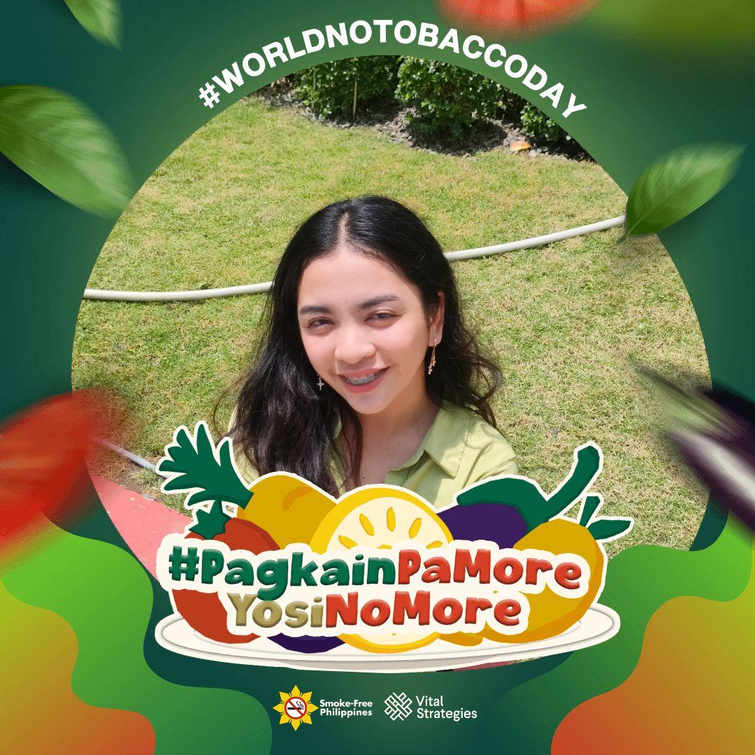 STRIKE A POSE, DITCH THE SMOKE!
Hey, Hey! I’m Tashia, from University Of San Agustin— and I am ready to take a bite into a smoke-free journey!

#PagkainPaMoreYosiNoMore 
#SmokeFreePH
#WorldNoTobaccoDay