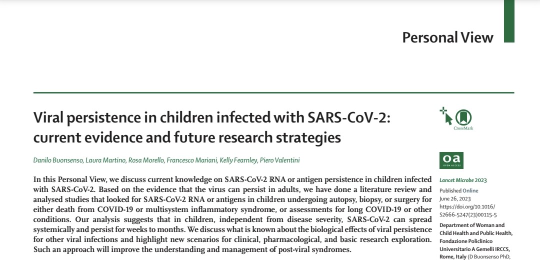 VIRAL PERSISTENCE of   SARS-COV-2 in CHILDREN and BABIES !
IS IT THERE FOREVER? 😨😨😨

thelancet.com/journals/lanmi…