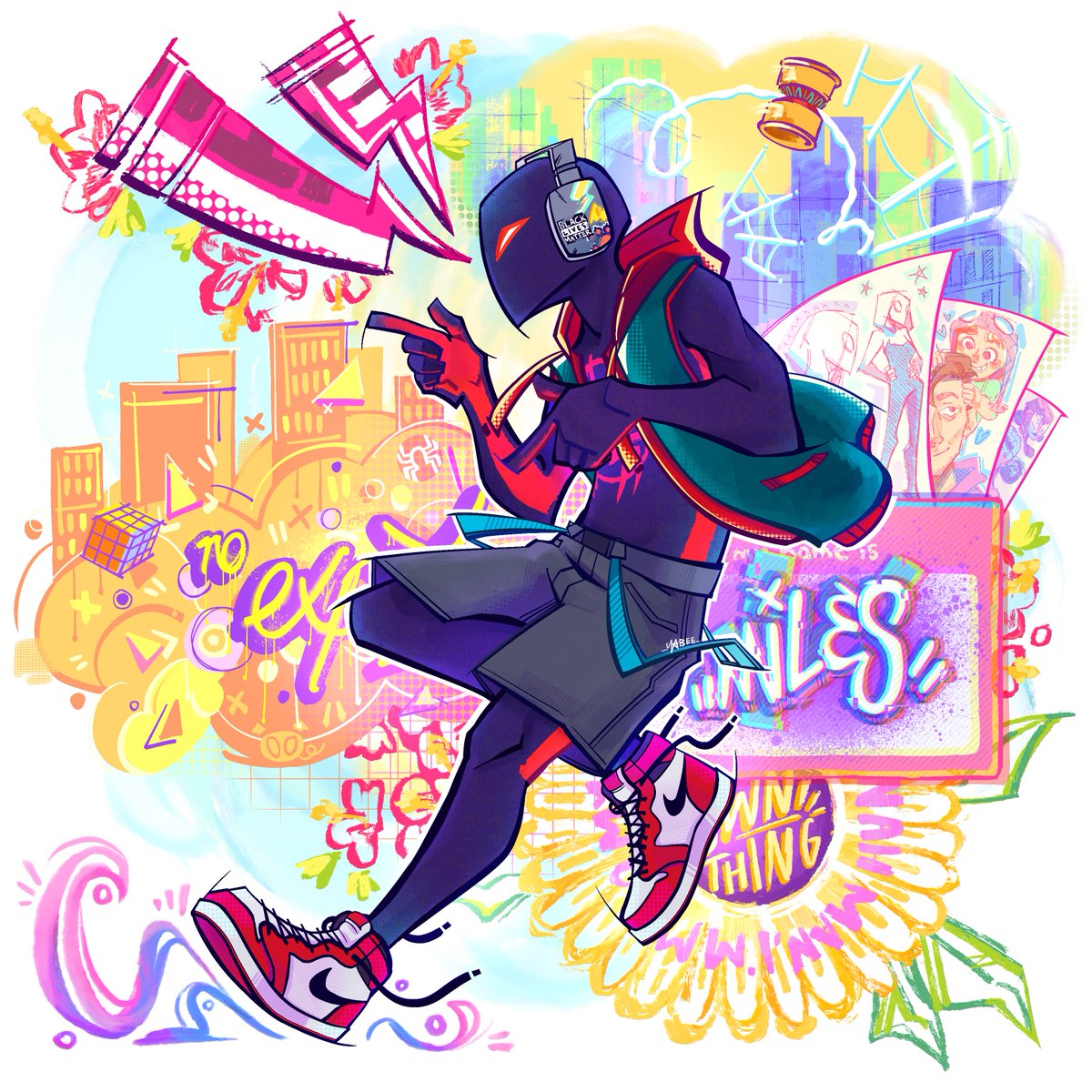 Yabeeb_Tea's tweet photo. he's groovin' #MilesMorales https://t.co/waBjJeSvUo