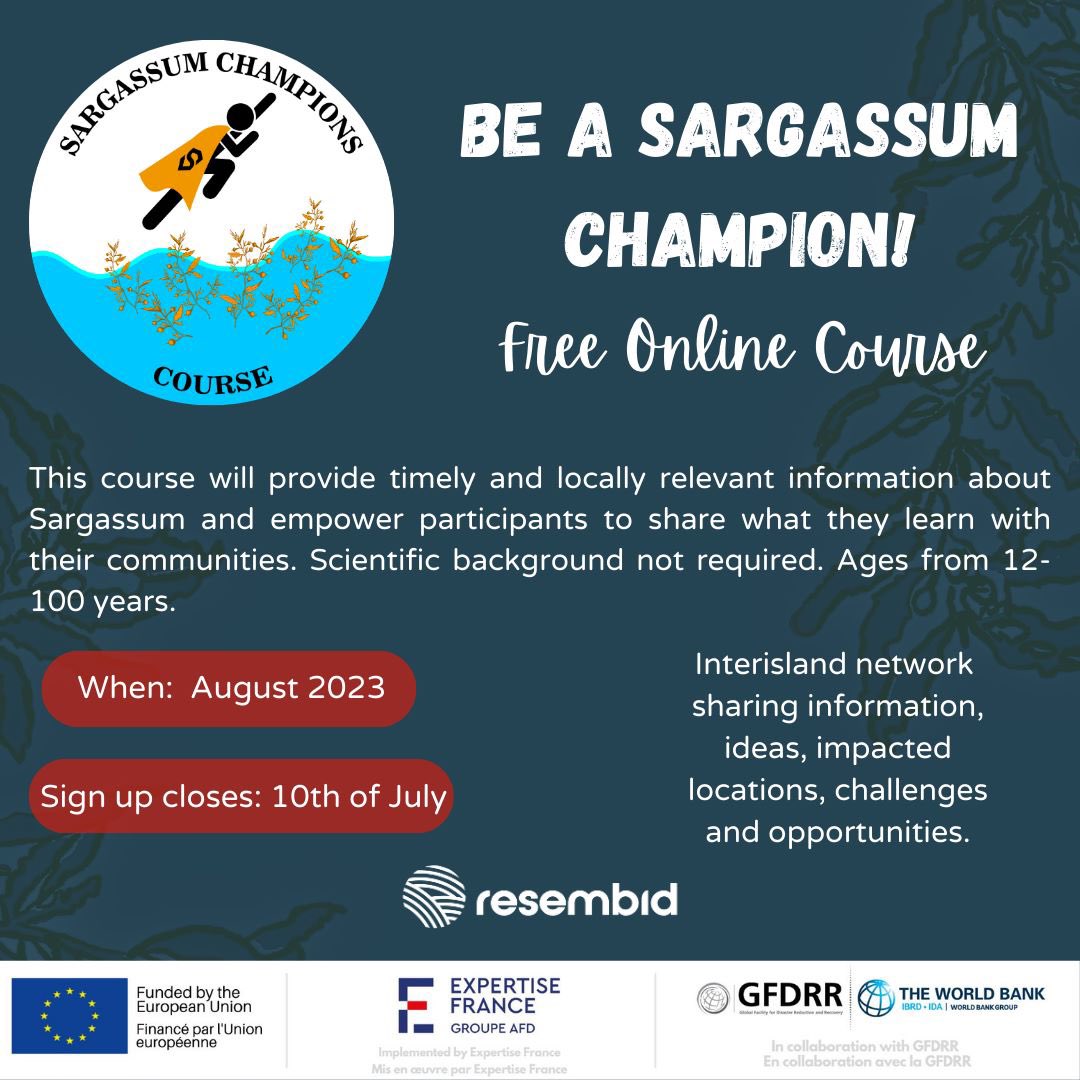 ‼️Be a Sargassum Champion! The Sargassum Champions Course is a new way to learn, connect, and share information about Sargassum in the Caribbean.‼️ @TheSFS @WBCaribbean @AfD @afdfrance