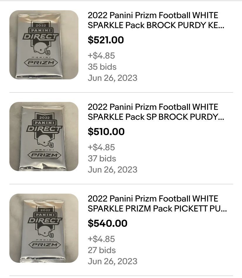 (2) 2022 Prizm Football White Sparkle Packs sealed. 

$500 each. Comps attached.