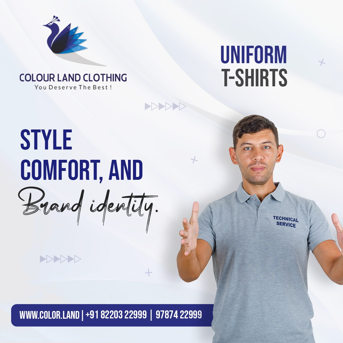 ColourLandCBE's tweet image. Looking for the perfect uniform t-shirts? Our premium-quality tees are comfortable, durable, and designed to make you look your best.

For More Details,
Call: +91 82203 22999
Visit: colour.land

#corporatetshirts #uniformtshirts #ChefUniforms #HospitalityUniform