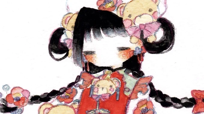 #ほっぺの斜線は可愛い アナログならではの感じかな?と思います ほっぺ!!ほっぺ!!