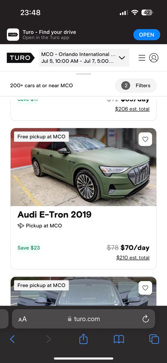 Branden Flasch on Twitter "EV rentals in Orlando on Turo are