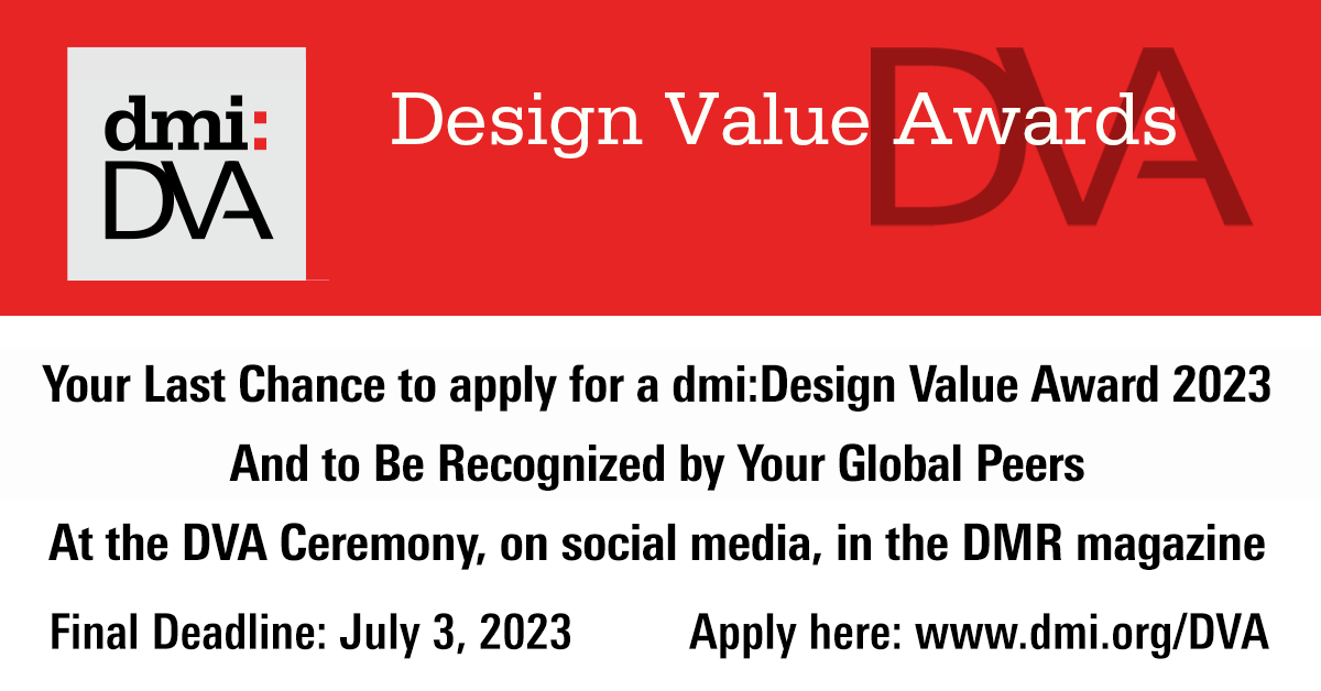 Did you miss the dmi:Design Value Award June 22nd deadline? Not to worry, there's still time to showcase your company and achievements! Submit your application today. dmi.org/DVA #designvalue #designmanagement #designleadership #designinnovation #designaward