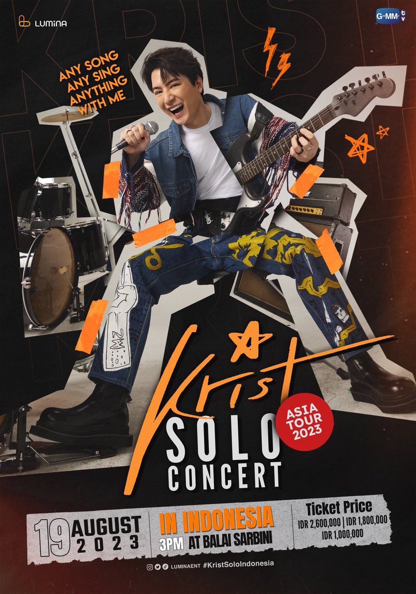 GMMTV's tweet image. Setelah hampir 5 tahun, ayo kita nyanyi &amp;amp; ketemu bareng @kristtps lagi dalam sebuah konser! 🎉
#KristSoloAsiaTour2023 
'KRIST SOLO CONCERT ASIA TOUR 2023 IN INDONESIA'
📆 19 Agustus 2023
⏰ 15:00 WIB
📍 Balai Sarbini, Jakarta

Nantikan informasi lebih lanjut dari @luminaent!…