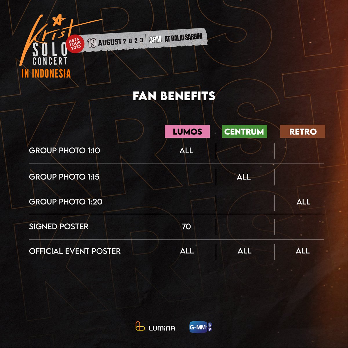 GMMTV's tweet image. Setelah hampir 5 tahun, ayo kita nyanyi &amp;amp; ketemu bareng @kristtps lagi dalam sebuah konser! 🎉
#KristSoloAsiaTour2023 
'KRIST SOLO CONCERT ASIA TOUR 2023 IN INDONESIA'
📆 19 Agustus 2023
⏰ 15:00 WIB
📍 Balai Sarbini, Jakarta

Nantikan informasi lebih lanjut dari @luminaent!…