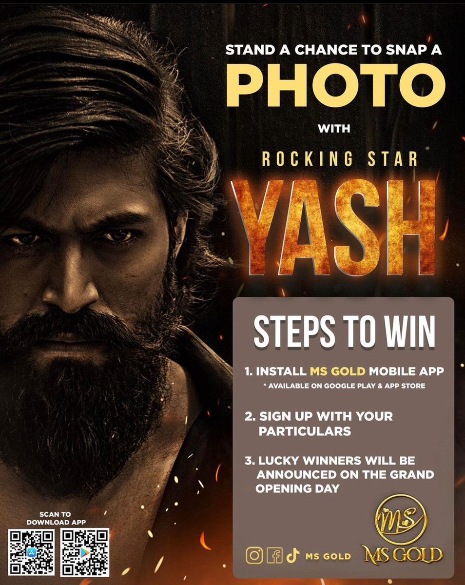 GET A CHANCE TO WIN, NOT ONLY A MEET UP but also A PHOTO WITH THE ROCKING STAR YASH🔥
Tag your friends✨

#yash19 #thenameisyash #malaysiafanclublaunching #firstlook #logo #toofan #kgf2 #mayicomein #kgfchapter2 #rockingstaryash #yash #kgf3 #malaysiayashfanclub #TrendingNow #tamil