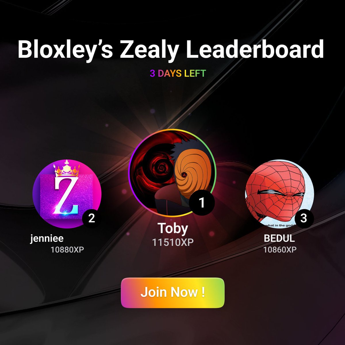🌟 Step into the world of leaderboard legends!   

Meet the top 3 performers from past week who have etched their names in the history books with their remarkable achievements.   

Get ready to for the final 3 Day's of our Zealy Campaign
  #hyperbanking #neobanking #bloxley
