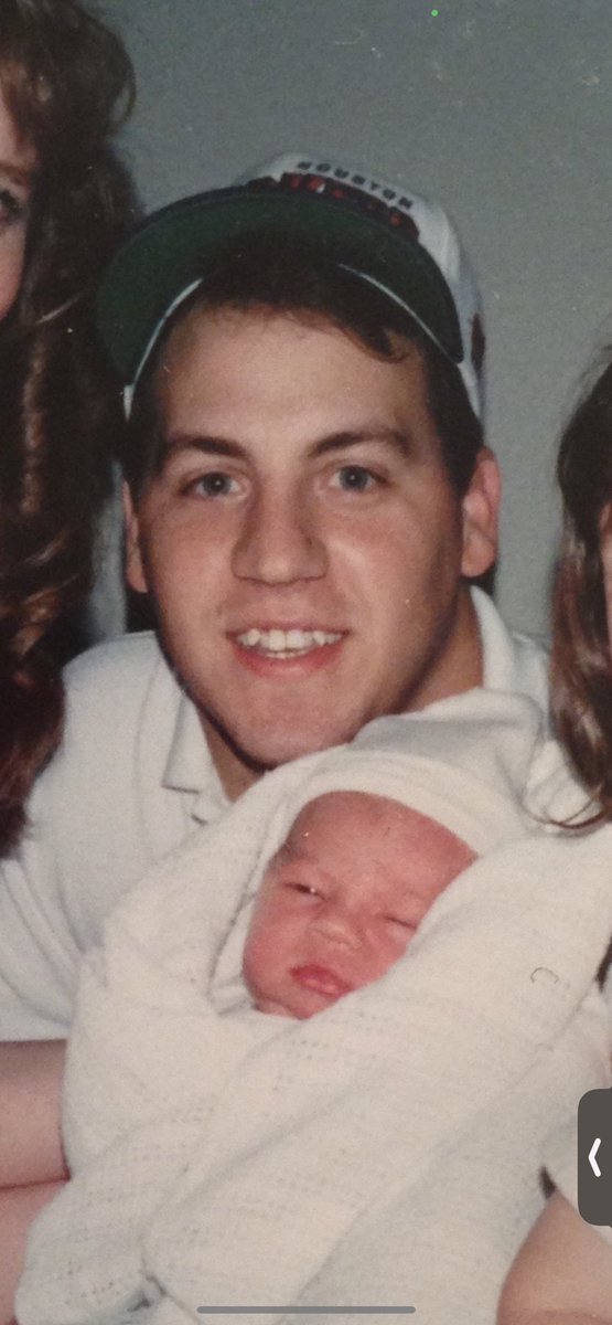 BaileyGoatTV's tweet photo. Y’all know the Rockets hat I wear a lot?? Stole it from my dad before moving to Texas because I loved it so much. Found a pic of us when I was born and that’s the hat he was wearing🥹 https://t.co/EUCGua07Gh
