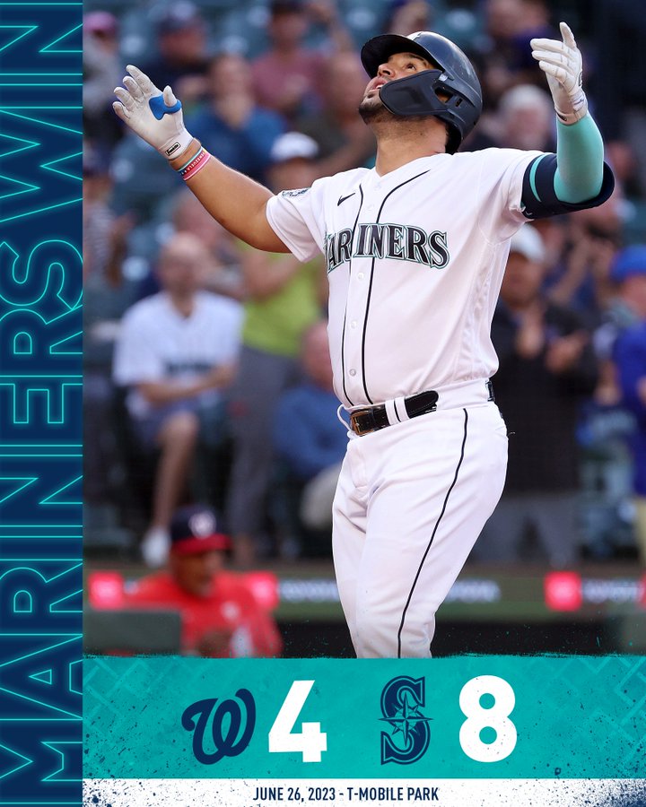 Mariners Win! Final: Mariners 8, Nationals 4 June 26, 2023 – T-Mobile Park