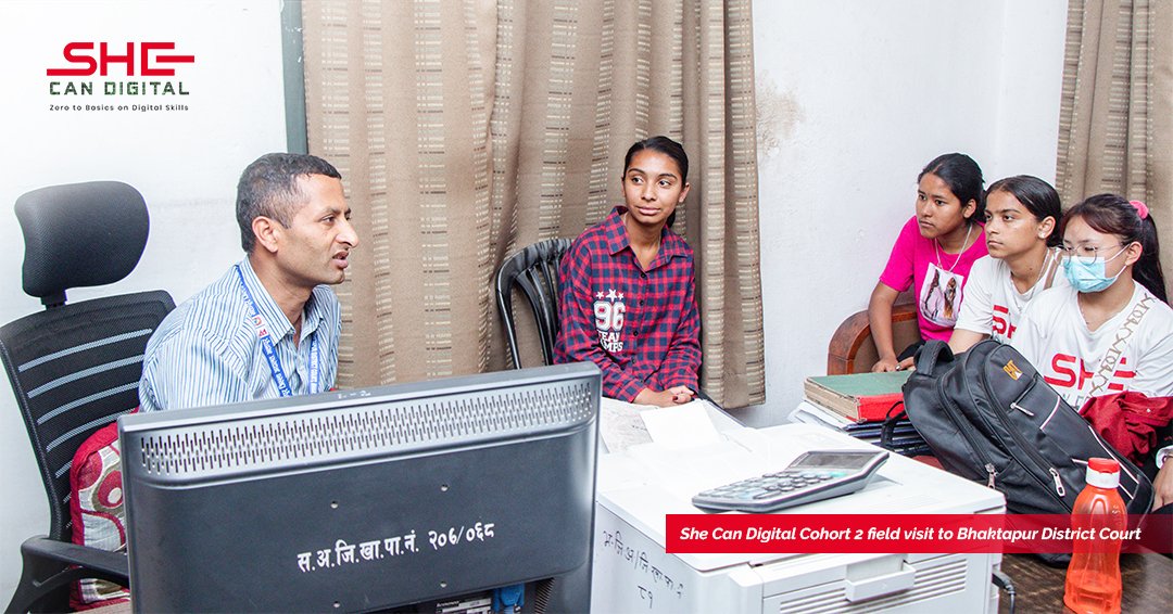 Coderushnepal's tweet image. Day 2 of field visit! Our students of the She Can Digital embarked on a field visit to Bhaktapur District Court, and Madhyapur Hospital taking their digital and life skills to new heights!
#CodeRush #SheCanDigital #SheCanDigitalCohort2 #Cohort2 #EmpoweredWomen #DigitalSkills