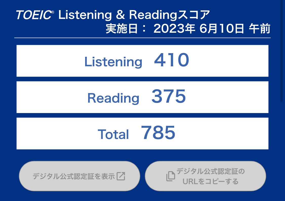 Blacklizard007's tweet photo. 全体スコアは下がってしまった...
ただReadingは過去最高点だったから、読めるようになってきているんだなって。

前回のListening480点がバグみたいなものなので、今回は正当な実力が反映された感じで少しほっとしている。
#TOEIC https://t.co/K9ySx2LDKD