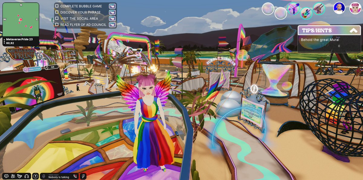 穿着去年赢取的骄傲彩虹战衣参加今年的 <a href="/decentraland/">Decentraland</a>  骄傲活动～场景很大很丰富～还有闯关游戏赢取可穿戴哟～开心～🌈

坐标：62,58

活动页面～events.decentraland.org/event/?id=1bc7…