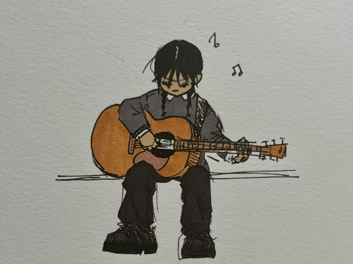 lil Wednesday playing a lil song (definitely NOT one she wrote about Enid…)