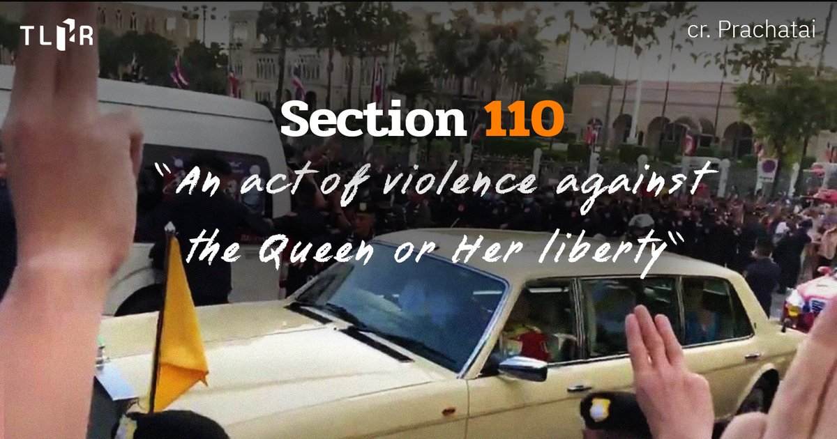 TLHR2014's tweet image. Tomorrow (June 28), the Criminal Court, Ratchadaphisek Rd., is scheduled for hearing the verdict of the case #Article110 (an act of violence against the queen or her liberty). Case of 5 People are accused of #obstructing the royal motorcade procession on October 14, 2020.

This