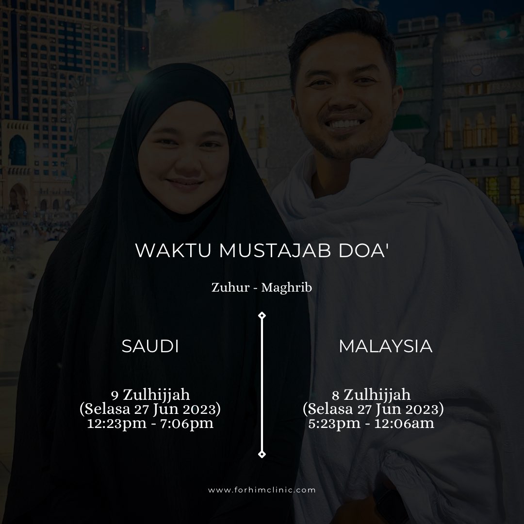 DoktorSamhan's tweet photo. HARI MUSTAJAB DOA' = HARI ARAFAH 

Hari ini merupakan Hari Arafah, hari yang dikenali sebagai masa berdoa paling mustajab kerana pada ketika itulah Nabi Muhammad SAW mengambil masa yg sangat lama utk berdoa. 

Waktu doa' mustajab ialah pada 5.23 petang hari ini 🤲🏻 

Marilah kita bersama-sama memanfaatkan hari ini dengan membaca semua himpunan doa' yang saya kongsikan di bawah, 

Semoga kita semua mendapat berkat dan redha Allah selalu di dunia mahupun di akhirat, amin ✨  

#hariarafah #harimustajabdoa