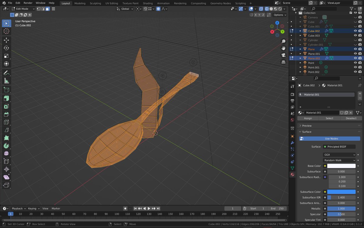 richf0x's tweet image. Day 5 of #100DaysofBlender
Introduction to Modeling/Sculpting (2/2)

-Value of predetermining a concept&apos;s
wire framework to aid in the process of modeling.
-Used the XYZ axis shortauts in wire frame mode to construct a silver spoon.
-Created other shapes to test familiarization…