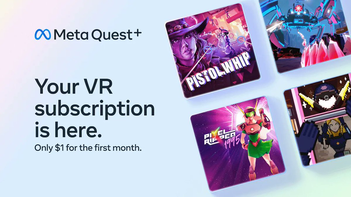Meta Questシリーズ向けのサブスクサービス登場。月額7.99ドルで2本のVRゲームが遊べるが，現時点で日本からの申し込みは不可  https://t.co/6iM3P85Nyd  約1150円で毎月2本のタイトルが入手できるので，VRゲーム好きにはなかなかお得なサービスかも。国内向けの発表に期待 ...