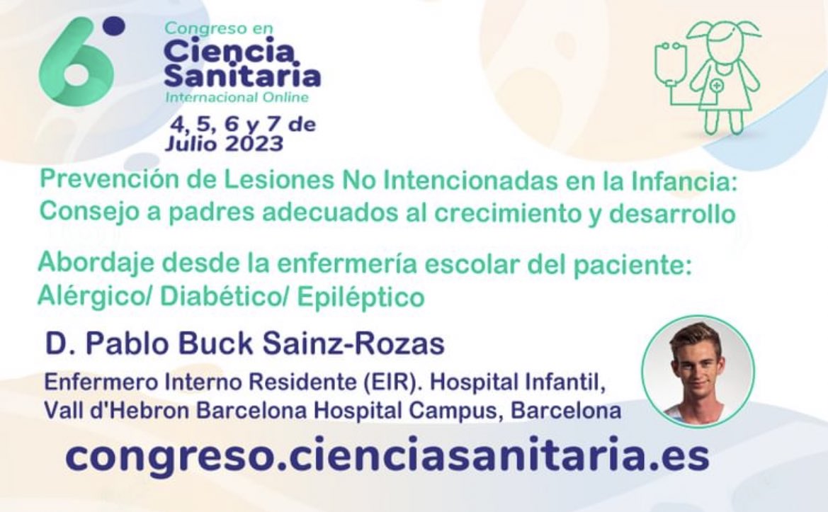 La próxima semana estaré en el #6ºCongresoenCienciaSanitaria hablando sobre prevención de lesiones no intencionadas y el abordaje de algunas patologías prevalentes en la infancia desde la enfermería escolar congreso.cienciasanitaria.es/abordaje-del-p…