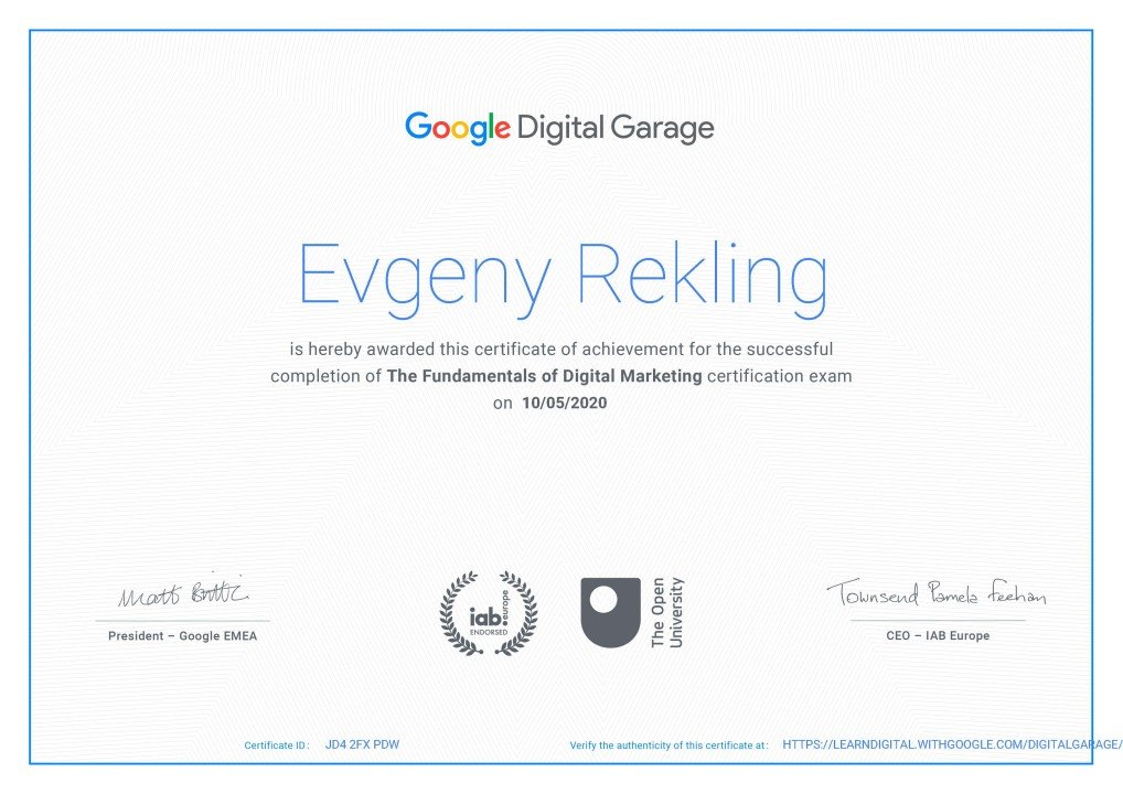 rajanyaofficial's tweet image. Google Digital Garage
Certificate Name: Fundamentals of Digital Marketing

COURSE DETAIL
Modules: 26
Hours: 40
Level: Beginner
Perks: Certificate 
Link: learndigital.withgoogle.com/digitalgarage/…

#google #digitalgarage #digitalmarketing #socialmediamarketing