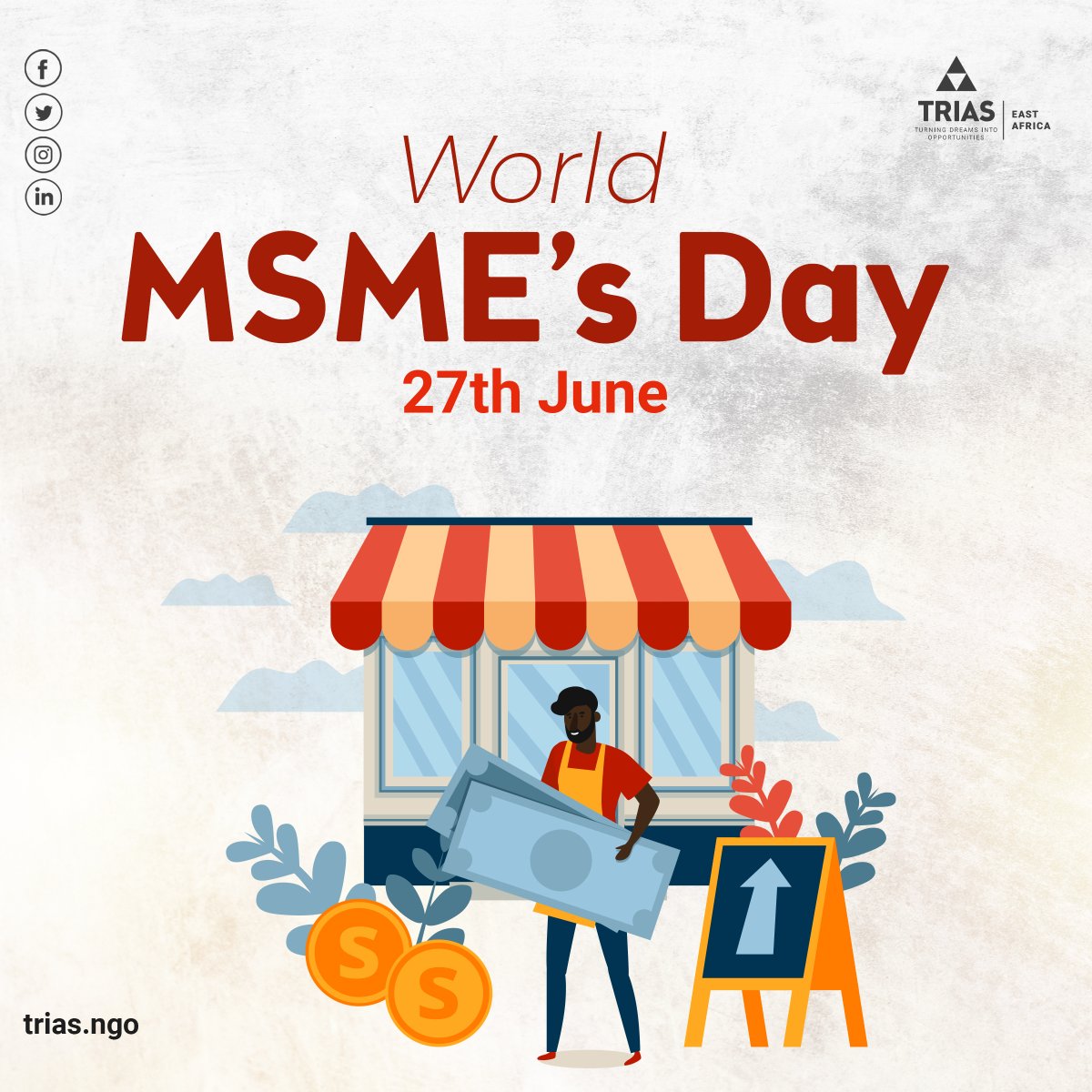 🎉 Happy Micro-, Small, and Medium-sized Enterprises Day! 🌍
Trias is proud to stand alongside MSMEs, recognizing their vital role in driving economic growth and fostering inclusive societies 💪.
#MSMEDay #TriasImpact #EntrepreneurshipMatters #InclusiveEconomy