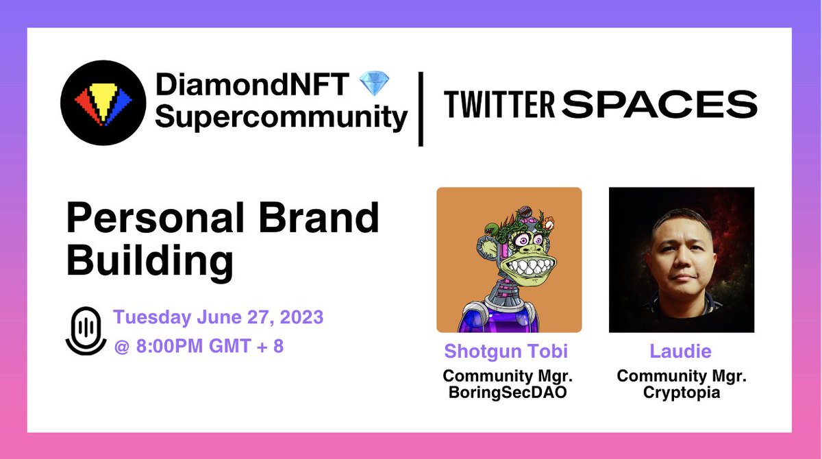 Catch us tonight as we discuss Personal Brand Building with <a href="/Tobi_Shotgun/">Shotgun.Tobi 🎨 📊</a>, community manager of <a href="/boringsecurity/"></a>, hodler of <a href="/keepersbar/">keepers</a> and <a href="/LaudieLabapis/">Laudie🇵🇭</a>, community manager of <a href="/CryptopiaOFCL/">Cryptopia</a> 

- 8PM GMT + 8
- x.com/i/spaces/1PlKQ…

See you there fam!