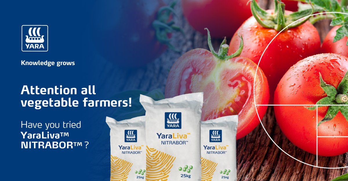 With 100% soluble calcium, fast-acting Nitrogen, and strength-building boron, YaraLiva NITRABOR sets your veggies up for success. It gives your crops strong roots and promotes flowering and fruit set that is essential to a great vegetable harvest.
#KnowledgeGrows #MboleaNiYara