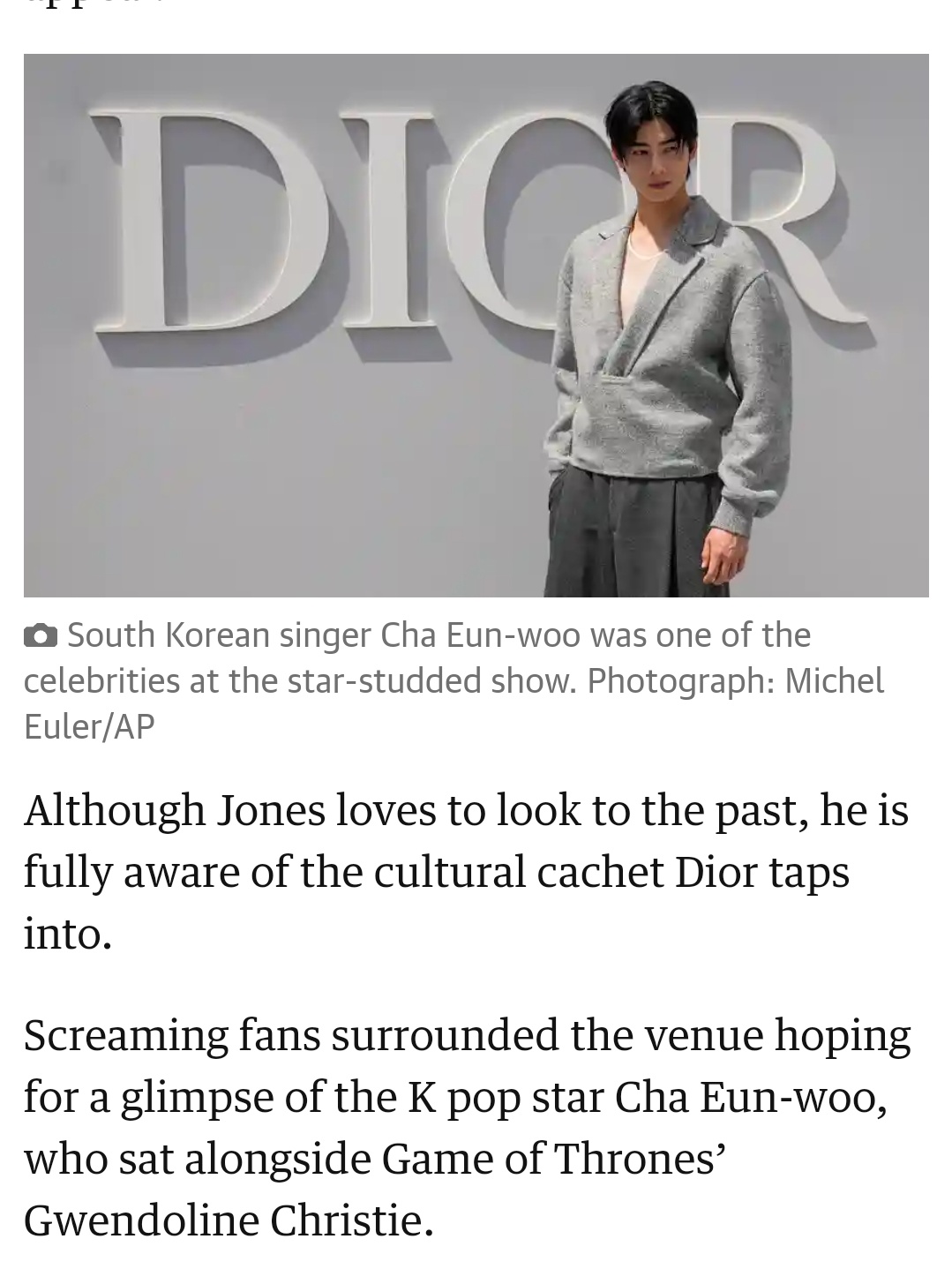 Cha Eunwoo's look for the Dior Summer 2024 show wins the internet