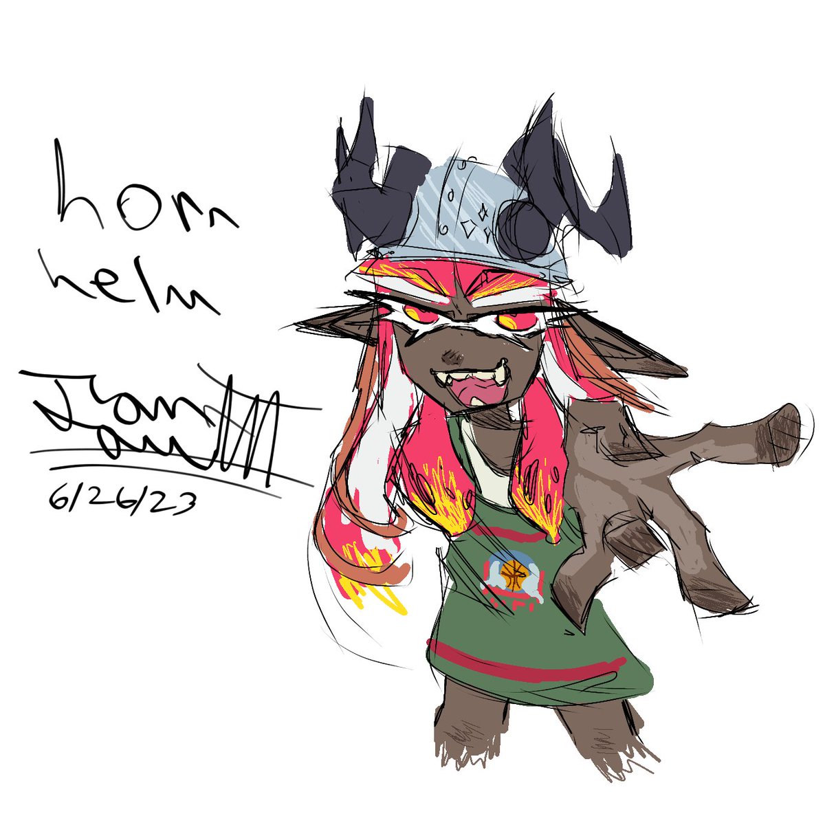 uhmuh sketch i did in comic lessions today #coroika #splatoon #hornhelm