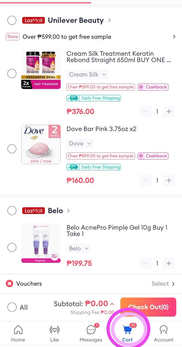 CalaguiMelissa's tweet photo. @LazadaPH "#SobrangDamingChoices sa #LazBeautyPH " LITERAL yarn, grabe na pala cart ko kakaexplore sa lazbeauty products😁💜 https://t.co/9kQAAhjkp3
