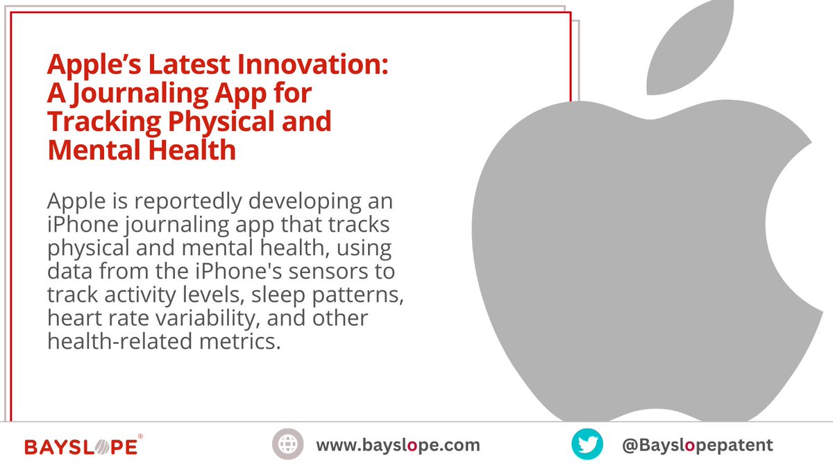 #Apple working on #iPhone journaling app for physical & mental health tracking.

#Applenews #Appledaily #Appleapp #mentalhealth #technology #mentalhealthsupport #TechTrends #TechnologyNews #techtwitter #innovation #tech  #development #patents #LatestNews #Latest #UPDATE #updates