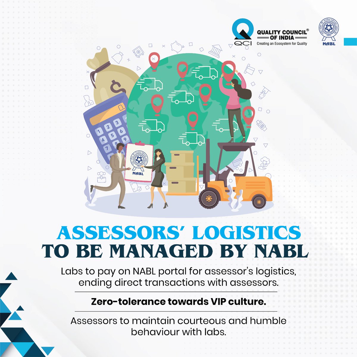 jaxayshah's tweet photo. Putting an end to the VIP culture and making the accreditation process hassle-free, NABL shall manage the logistics of assessors on its own.

#NABLAnnouncements 

@PMOIndia, @narendramodi, @PiyushGoyal, @CimGOI, @DPIITGoI, @QualityCouncil, @NABL_QCI https://t.co/DupSHB5VEN